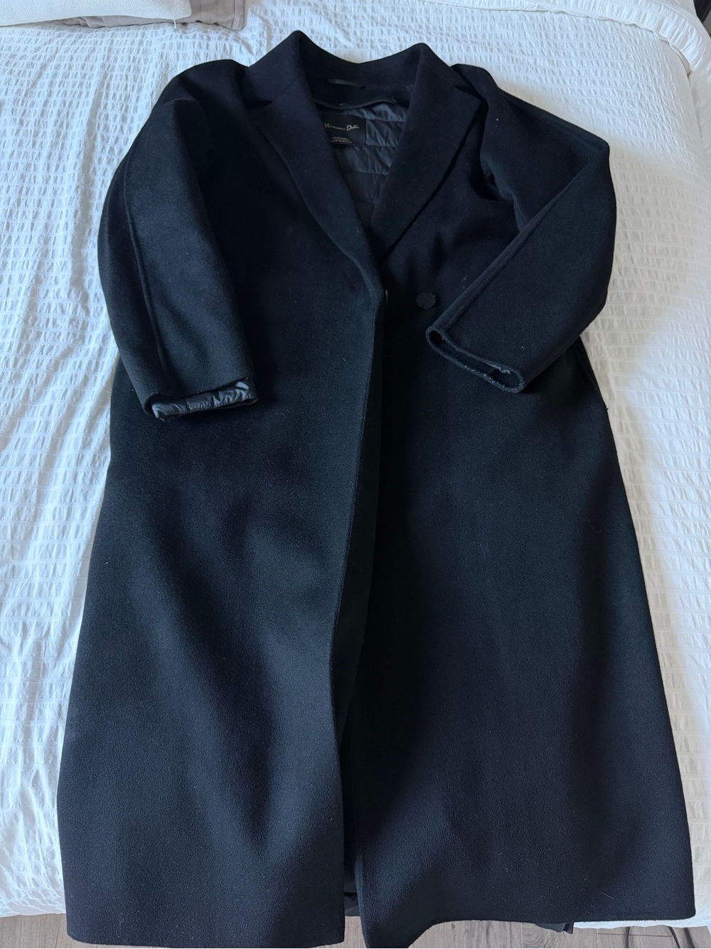 Black Massimo Dutti Wool-Blend Long Coat